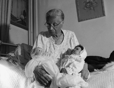 Grandma Ruby Holding Her Babies Series: The Notion of Family, 2003.  LaToya Ruby Frazier, American, born 1982. Gelatin silver print, 18 3/8 x 24 in. Image courtesy of Seattle Art Museum.  